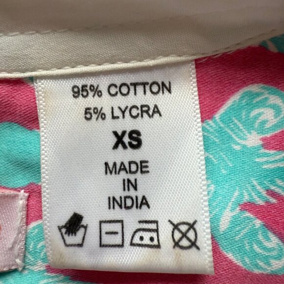 Tizzie Size XS Pink Aqua Zebra Print Split Neck Collar Cotton Blend Tunic Dress - Picture 8 of 15